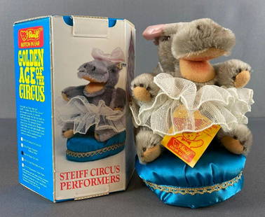 Limited Edition Steiff Golden Age of the Circus Hippo Fat Lady Teddy Bear: 8 inches tall, Limited Edition 461/5000, In original box