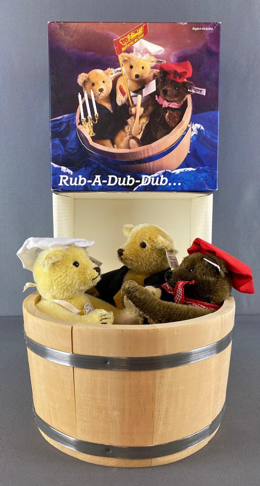 Limited Edition Steiff Rub-a-Dub-Dub Set: 10 inches tall, Limited Edition 1985/2000, In original box