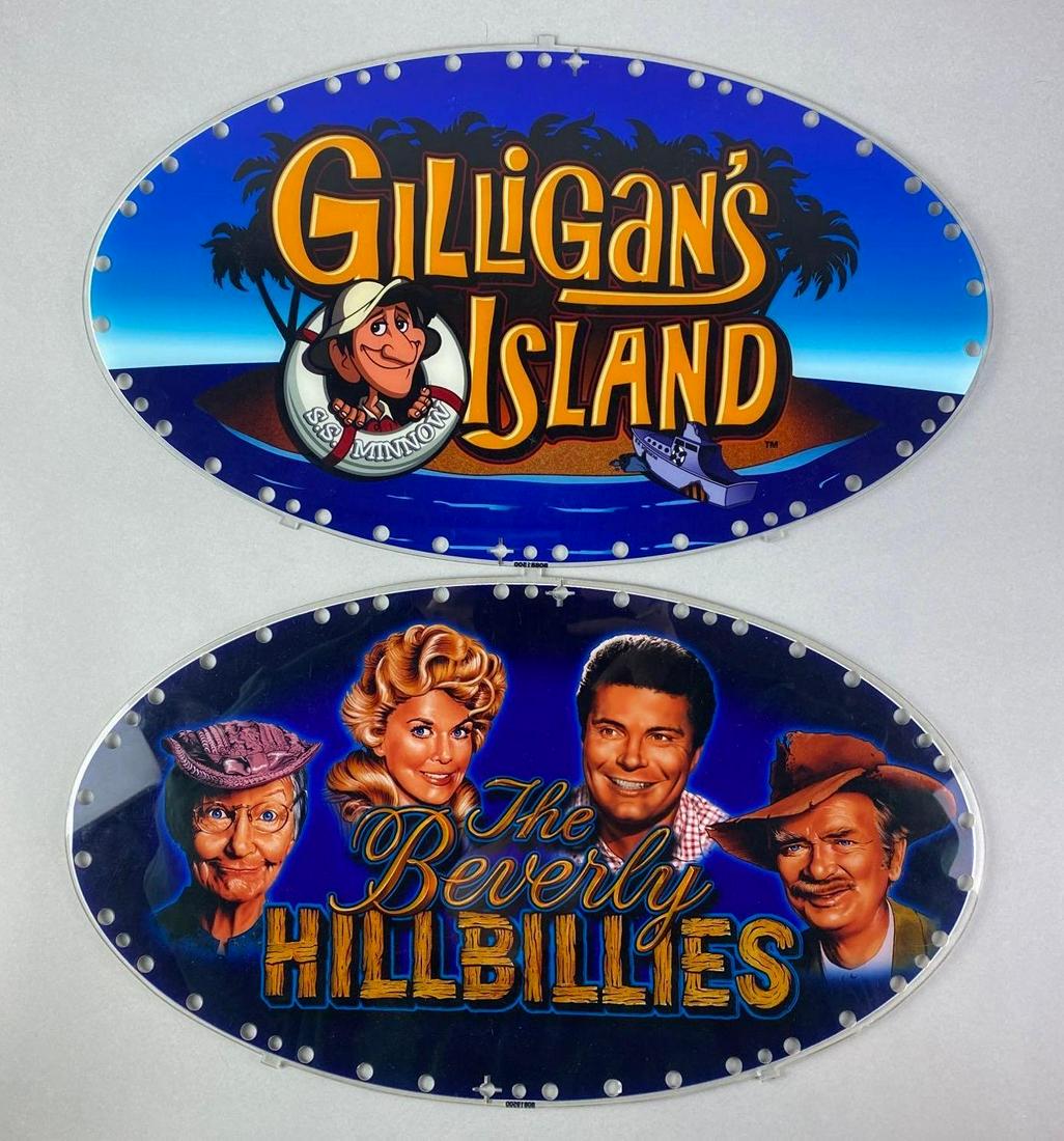 Group of 2 Slot Machine Marquees: Includes Gilligans Island and The Beverly Hillbillies. 10 x 17 1/2 inches