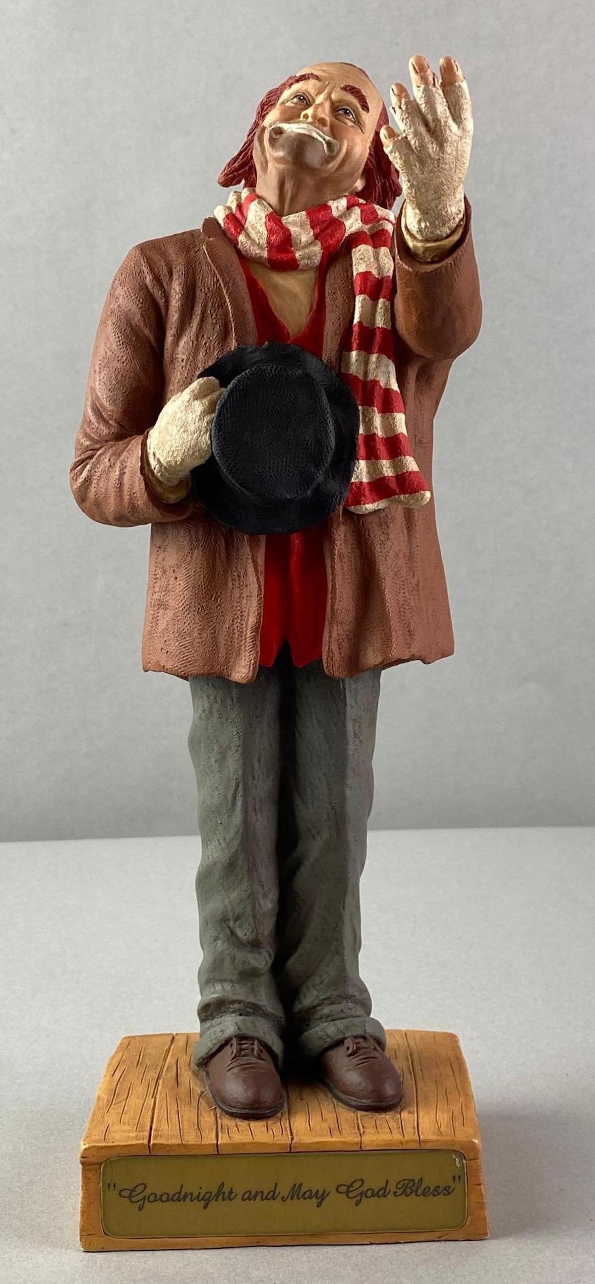 Red Skelton as Freddie the Freeloader Goodnight and May God Bless Resin Statue: By Colleen Blankenship, 2003. 13 x 4 x 3 inches