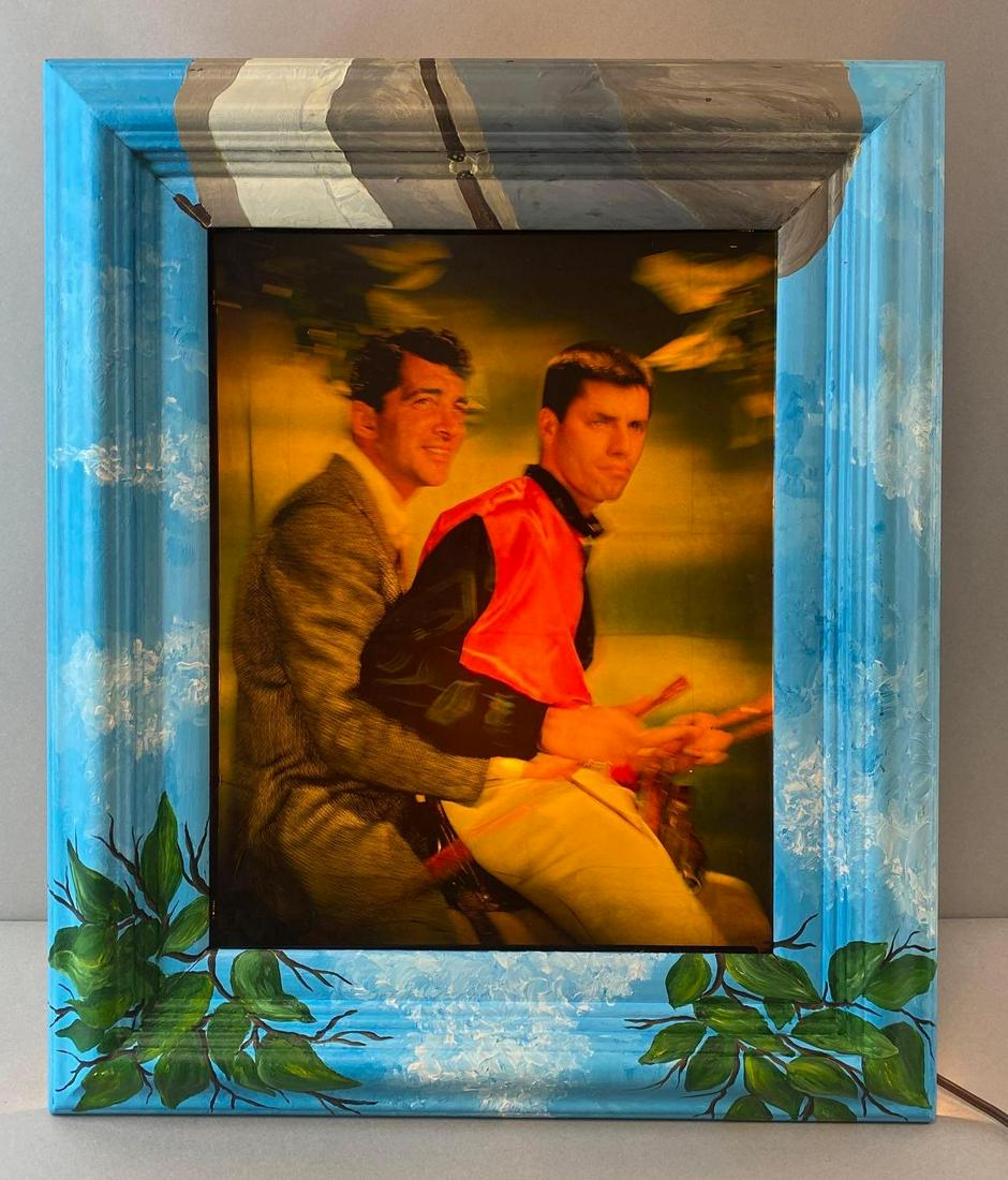 Dean Martin and Jerry Lewis Light Up Sign: Working condition, painted frame. 20 x 17 x 7 inches