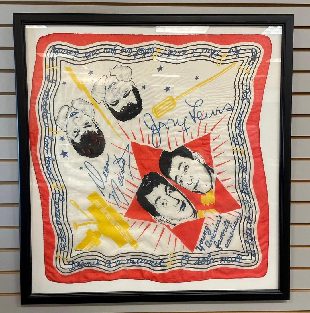 Dean Martin and Jerry Lewis Framed Table Cloth: young Americas favorite comedians. frame measures 38 x 36 inches