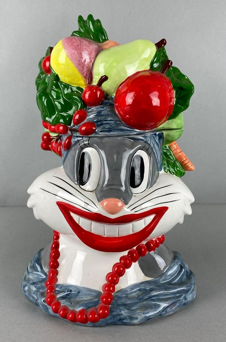 Looney Tunes Bugs Bunny Carmen Miranda Ceramic Cookie Jar: 1994, Measures 12 1/2 x 8 x 6in.