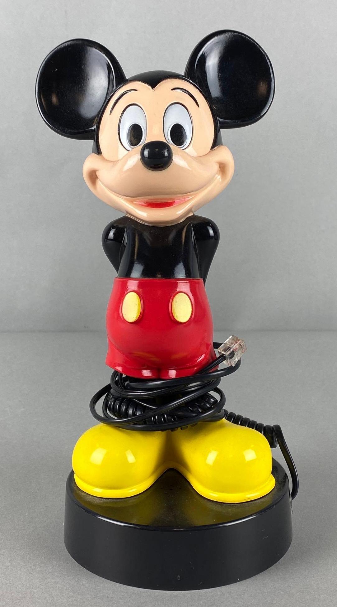 Syanon Disney Mickey Mouse Speakerphone: 1988, Untested, Measures 10 1/2 x 4 1/2 x 4 1/2in.