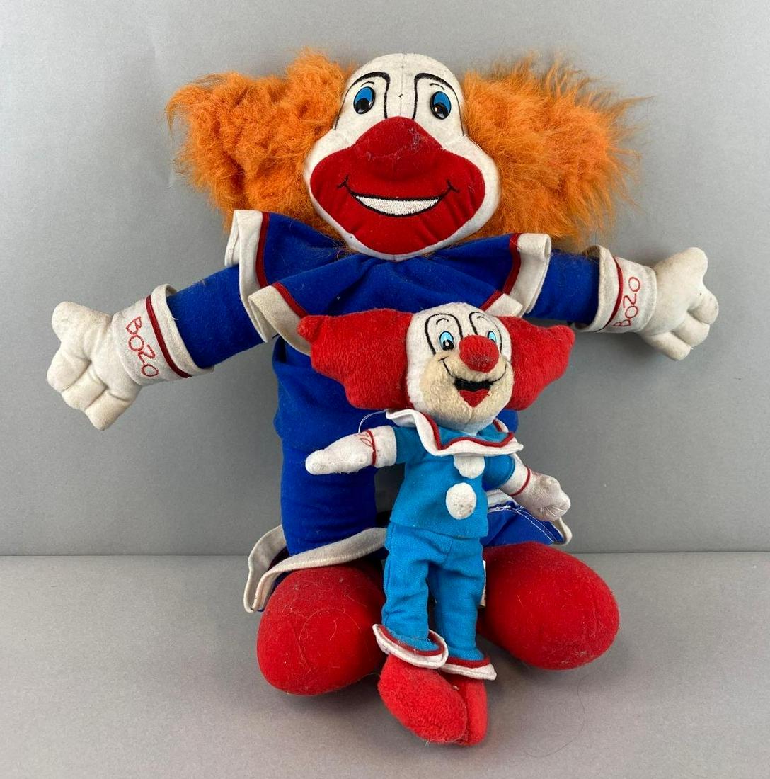 Group of 2 Bozo the Clown Plushies: Largest measures