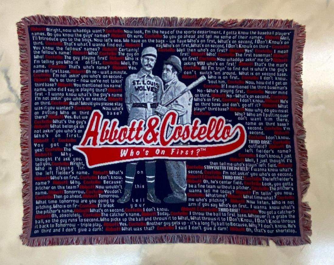 Abbott and Castello Whos on First Blanket: The Northwest Company, 55 x 44 inches