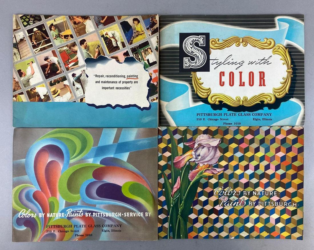 Group of 4 Assorted Paint Color Ephemera: Includes Colors By Nature Paints By Pittsburgh, Styling with Color, and more. Largest measures 8 1/2 x 11 inches