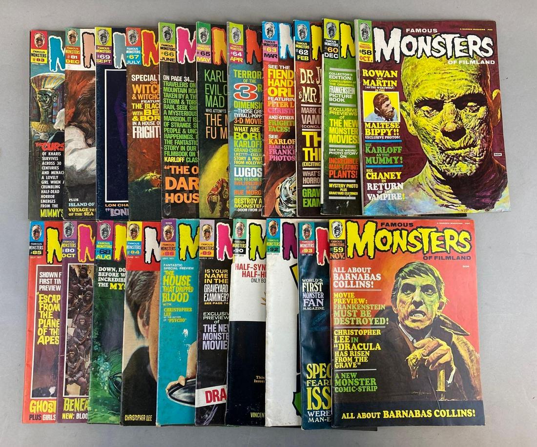 Vintage Group of 20+ Famous Monsters of Filmland Comic Books (1 of 3)