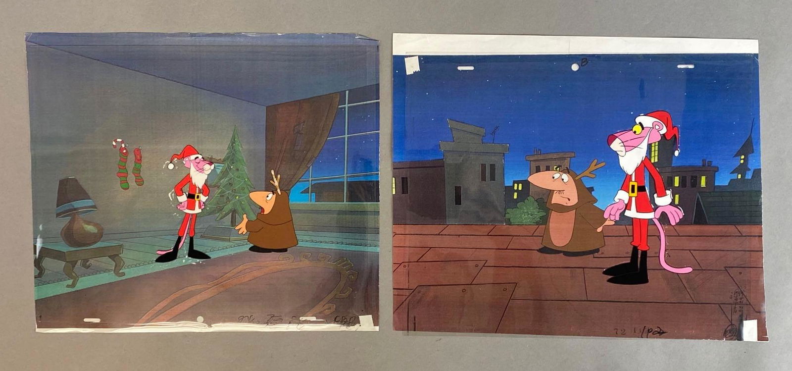 Group of 2 Pink Panther Christmas Animation Cel Scenes (1 of 6)