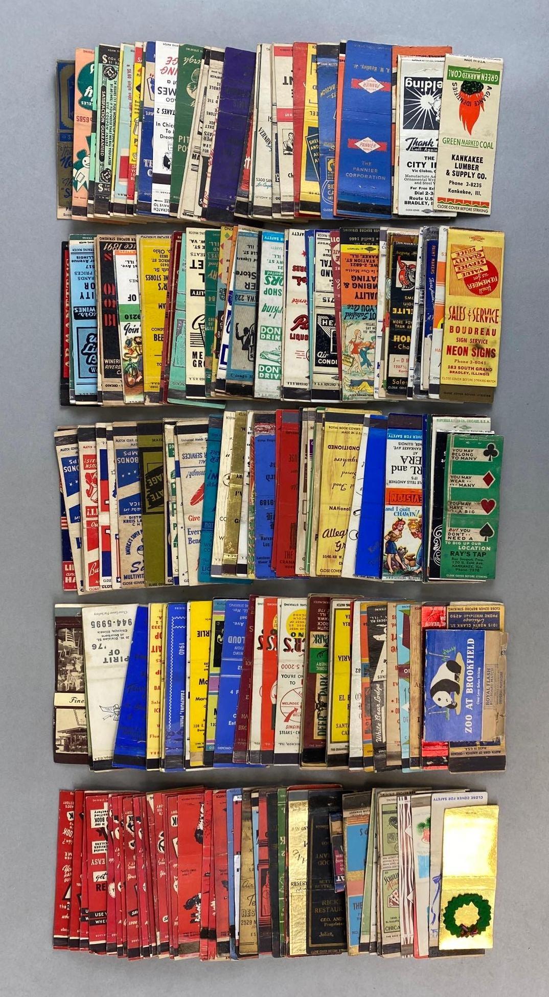 Group of 250+ Assorted Empty Matchbooks: Advertising, Includes Public Services, Events, Liquor Stores, and more.