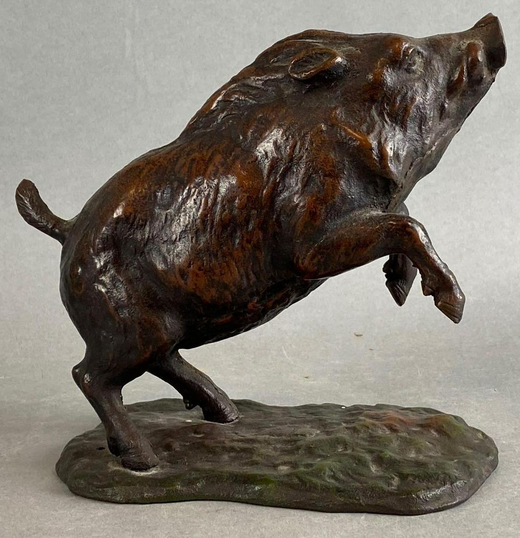 Cold Painted Cast Iron Razorback Boar Sculpture (1 of 4)