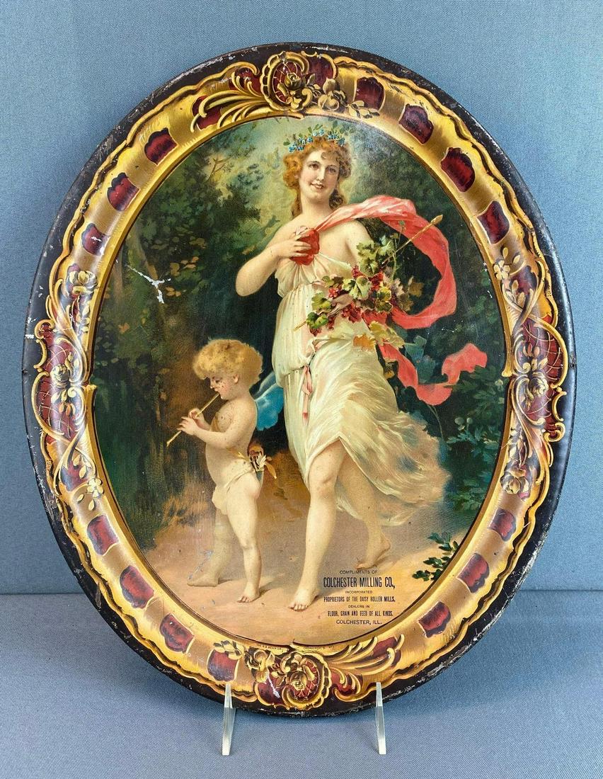 Circa 1900 Colchester Milling Co Illinois Store Metal Advertising Tray (1 of 7)