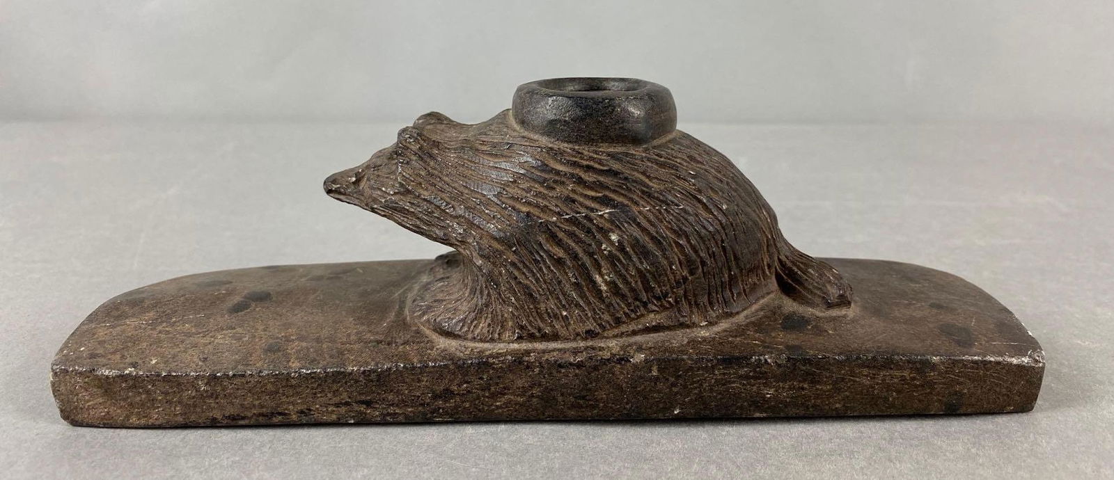 Carved Stone Raccoon Calumet Tobacco Pipe (1 of 8)