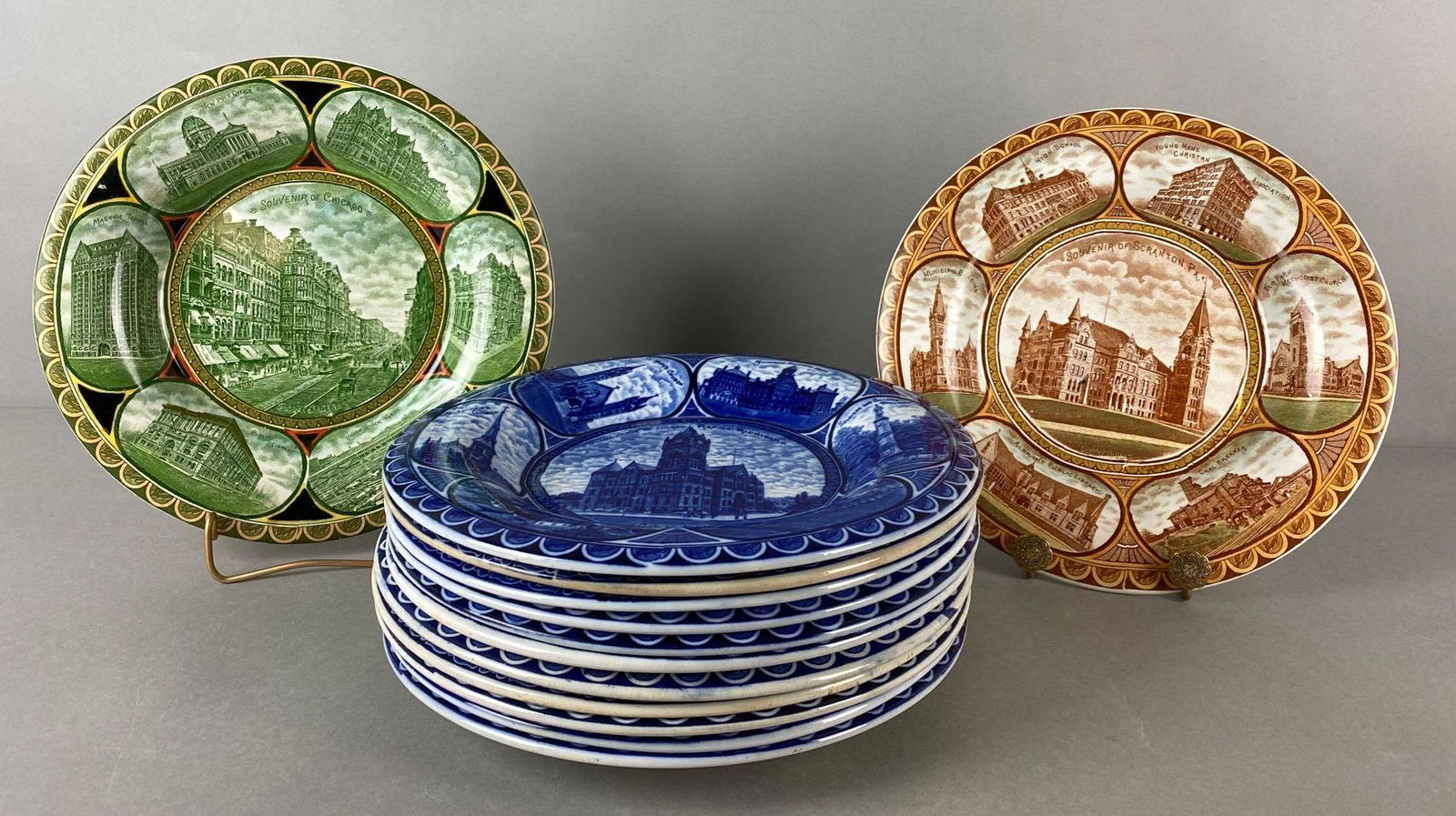 Group of 13 Rowland and Marsellus Transferware Souvenir Plates (1 of 4)