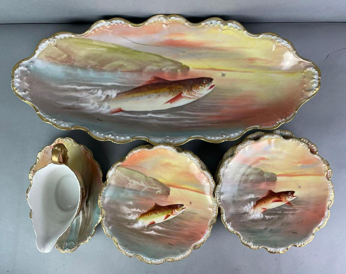 Set of Limoges Handpainted Fishi Dishes (1 of 5)
