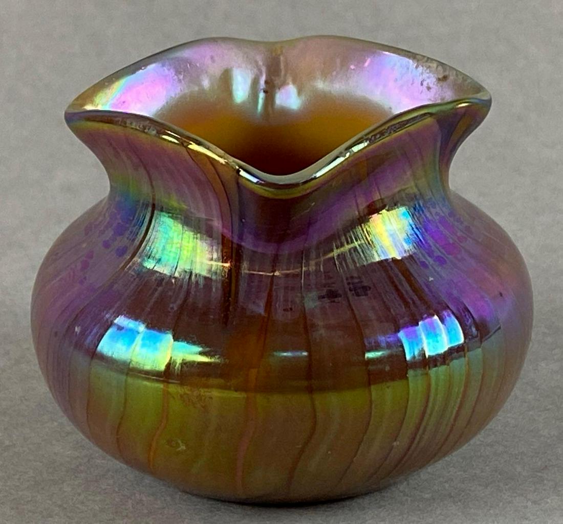 Antique Iridescent Art Glass Vase with Ruffled Edge (1 of 4)