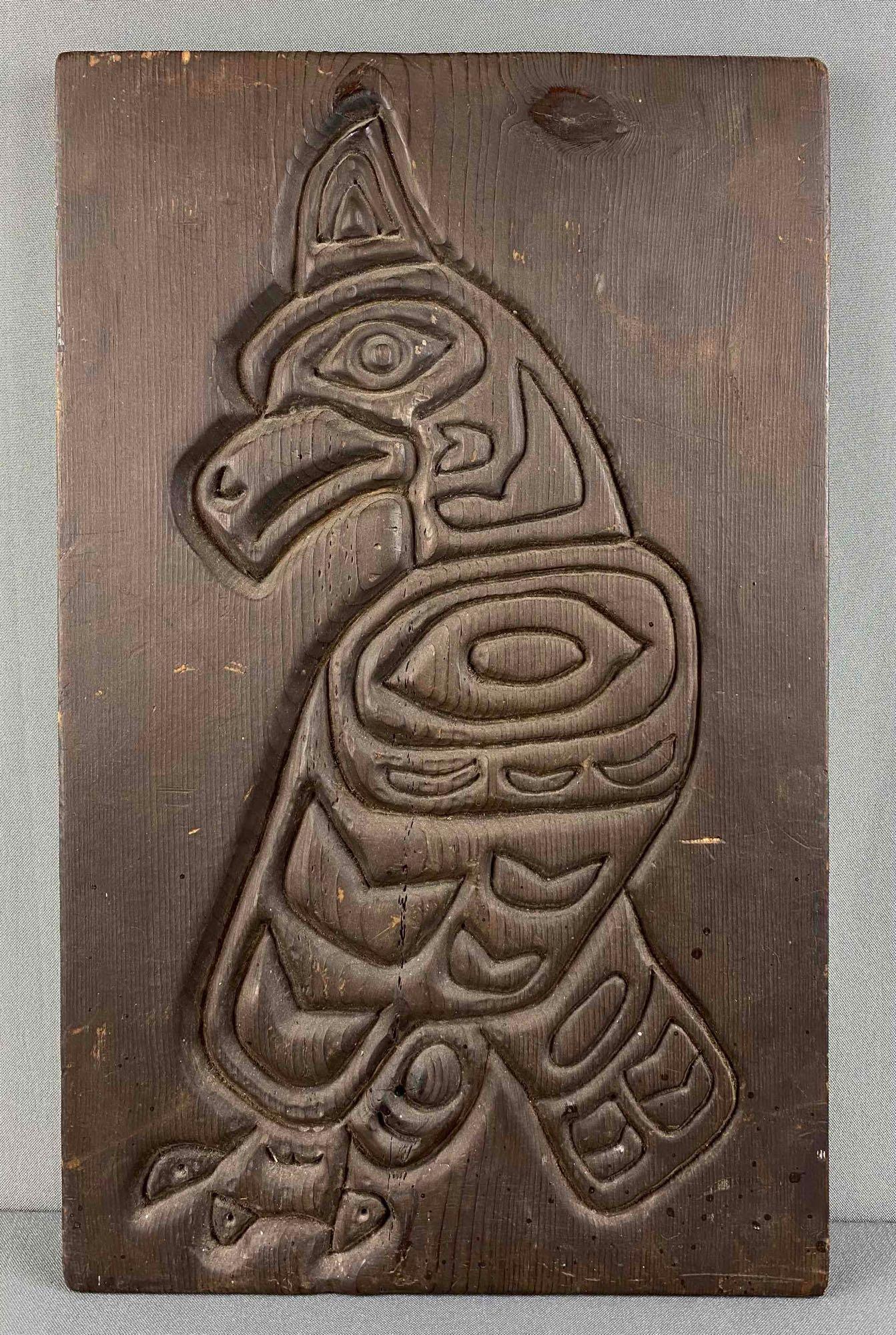Wood Carved Native American Totem Plaque (1 of 4)