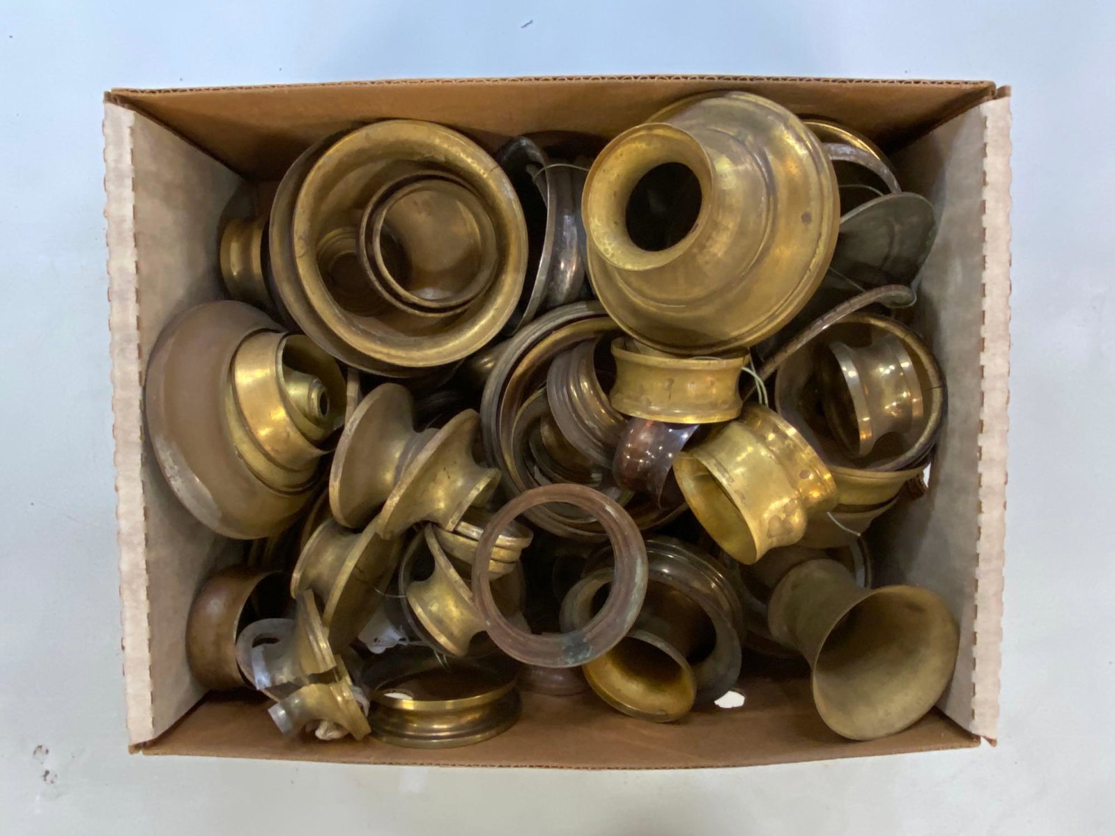 Group of 40+ Assorted Brass Lamp Collars and More (1 of 2)