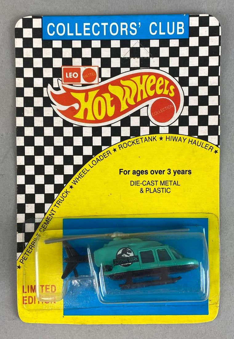 Leo Mattel Hot Wheels Collectors Club Jurassic Park Die-Cast Helicopter: Made in India, Limited Edition. In original packaging. Packaging measures 7 1/2 x 5 x 1 1/4in.
