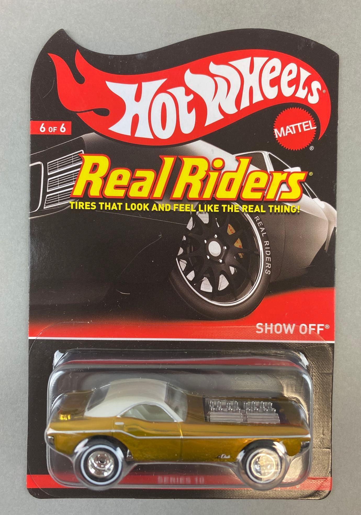 Hot Wheels Real Riders Show Off: Mattel, 2011. Series 10, 6/6. New in original packaging. Limited edition, No. 01412/03500. Die-cast.