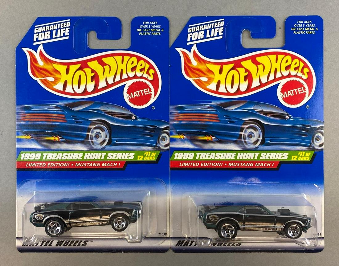 Group of 2 Hot Wheels 1999 Treasure Hunt Mustang Mach 1: Mattel Wheels, Limited edition. New in original packaging. Die-cast.