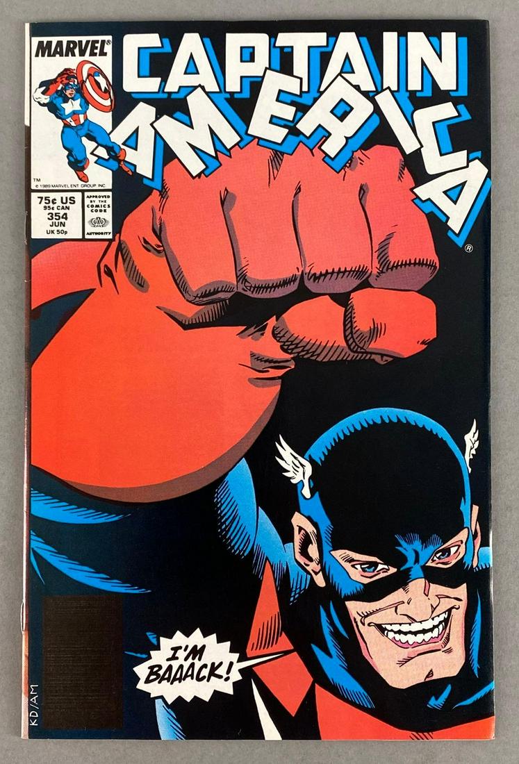 Marvel Comics Captain America No. 354: 1st appearance of John Walker as U.S. Agent. June 1989, Modern Age, $.75, bagged and boarded.