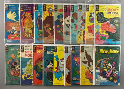 Group of 19 Gold Key Mickey Mouse Comic Books: 1963-1979, Silver-Bronze Age, $.12-$.40, bagged and boarded.