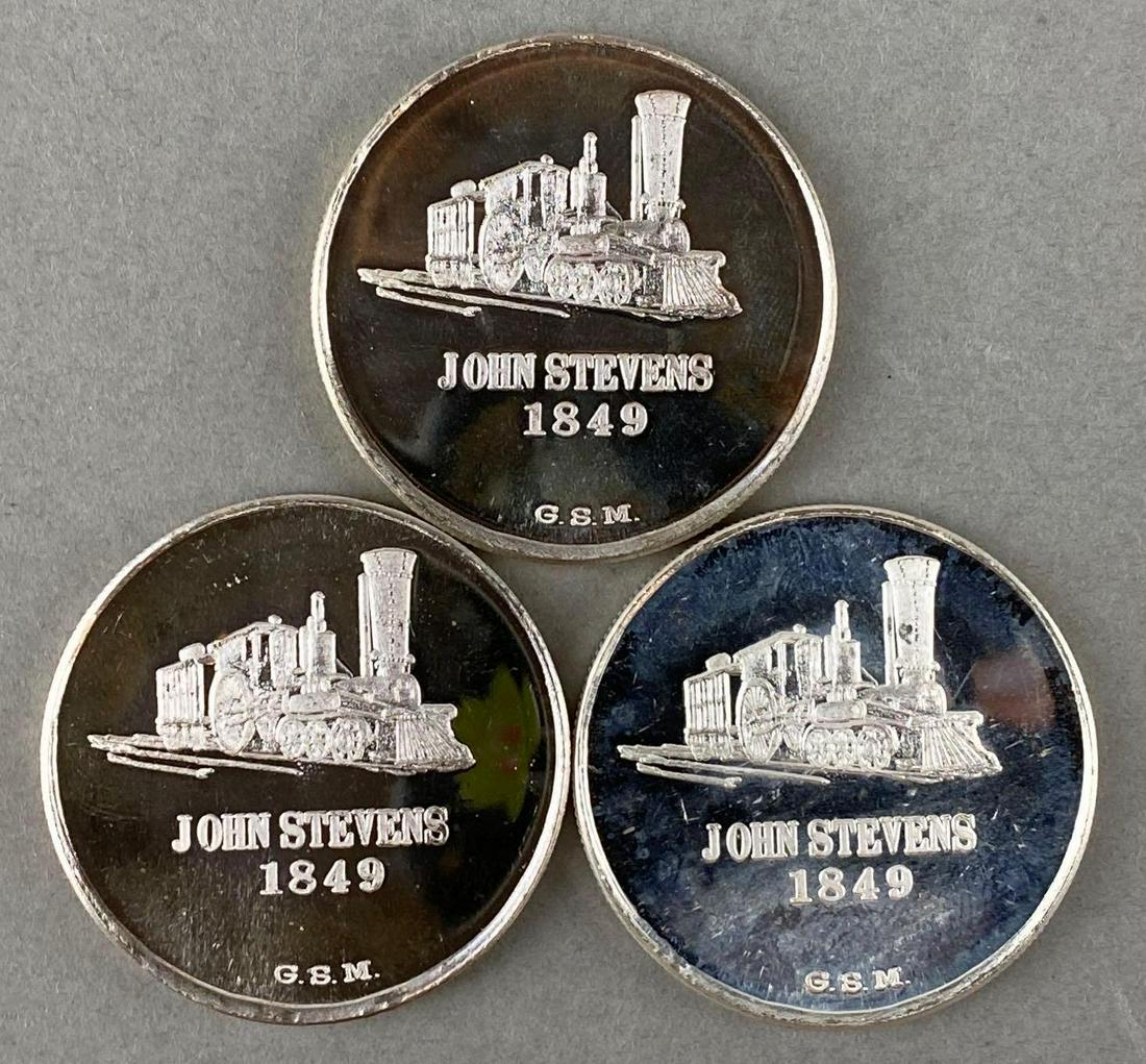 Group of 3 1849 John Stevens Buffalo .999 Fine Silver 1 Troy Oz Silver Rounds (1 of 2)