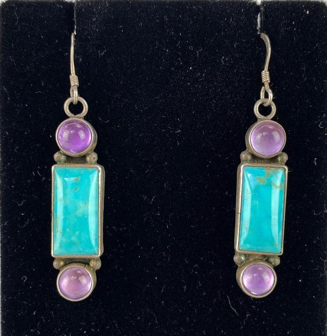 Sterling Silver Native American Turquoise Earrings (1 of 4)