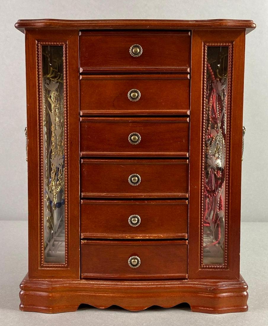 Wood Standing Jewelry Box with Costume Jewelry (1 of 5)