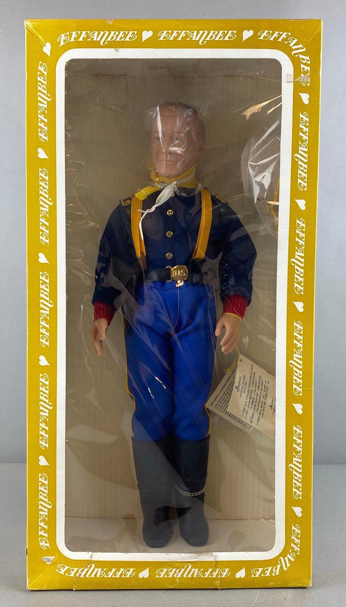 Effanbee 1982 John Wayne American Guardian of the West Doll: Packaging measures 20 x 10 x 5 inches. Second hand sealed