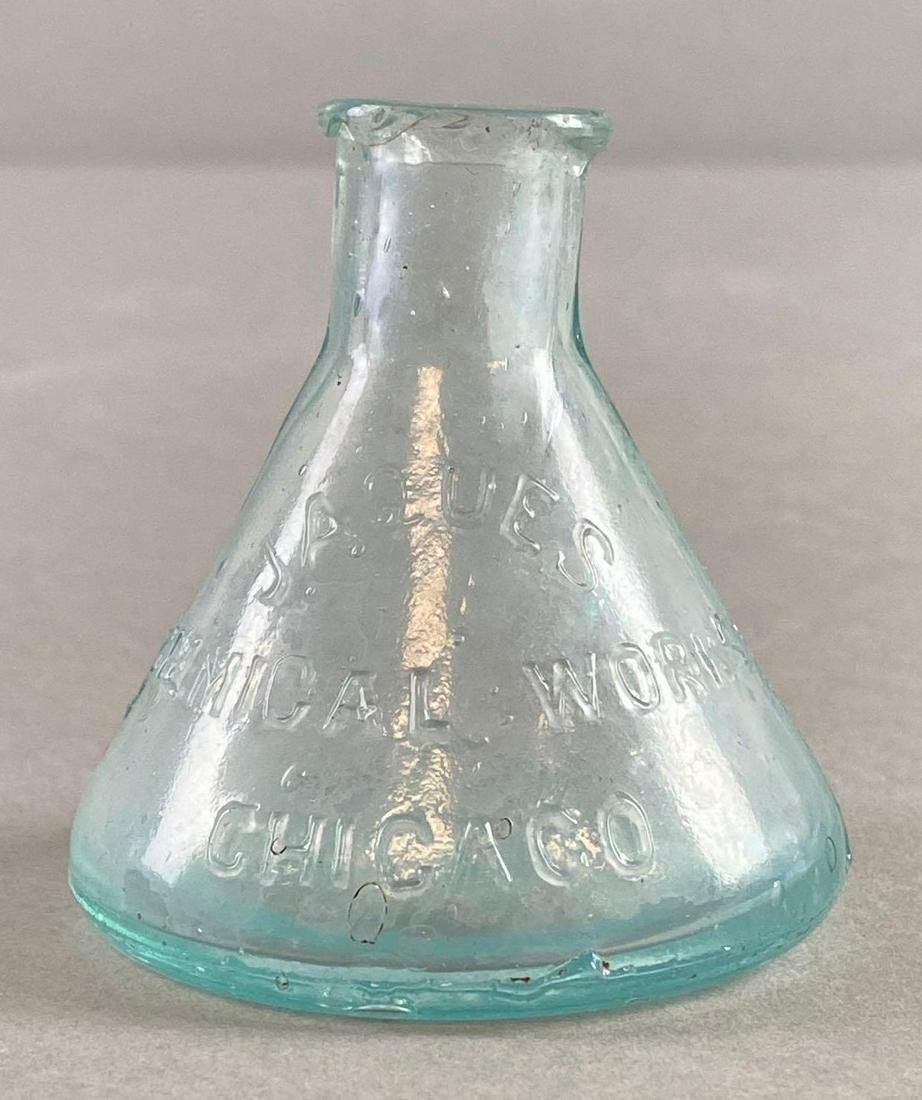 1870s Jacques Chemical Works Chicago, Illinois Aqua Cone Ink Bottle (1 of 8)