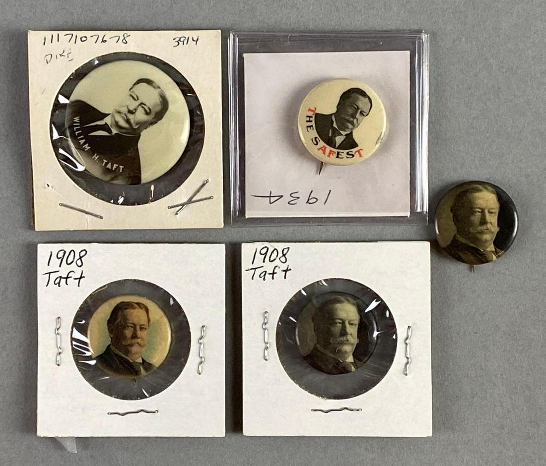 Group of 5 William Taft Presidential Campaign Buttons (1 of 2)
