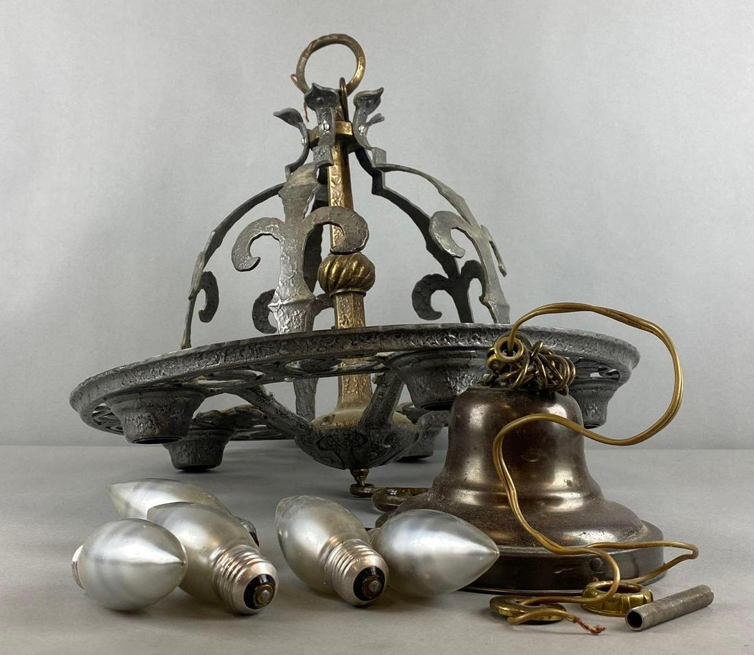 Vintage Art Deco Style Hanging Metal Chandelier (1 of 5)