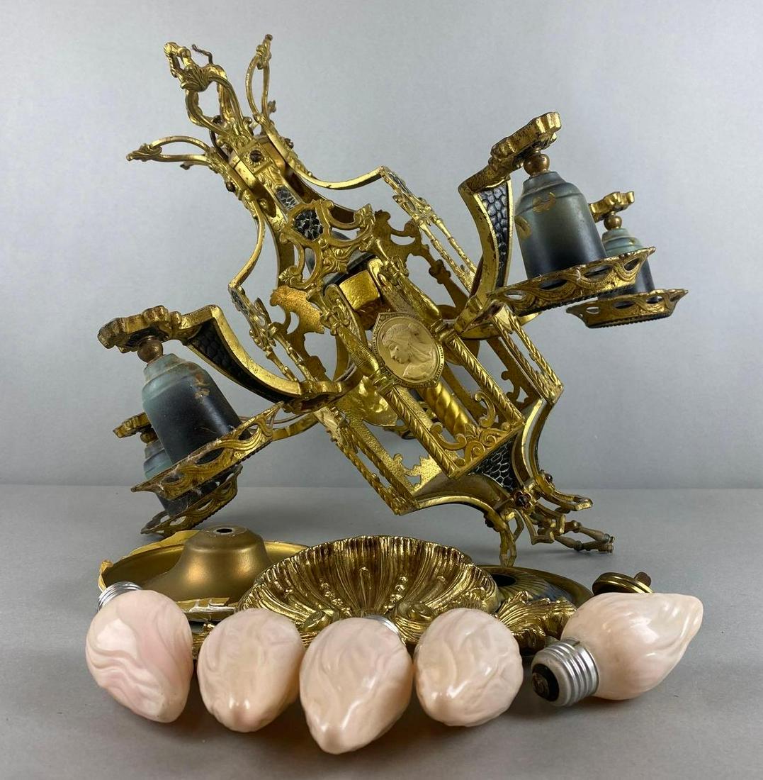 Vintage Ornate Brass Hanging Chandelier (1 of 6)