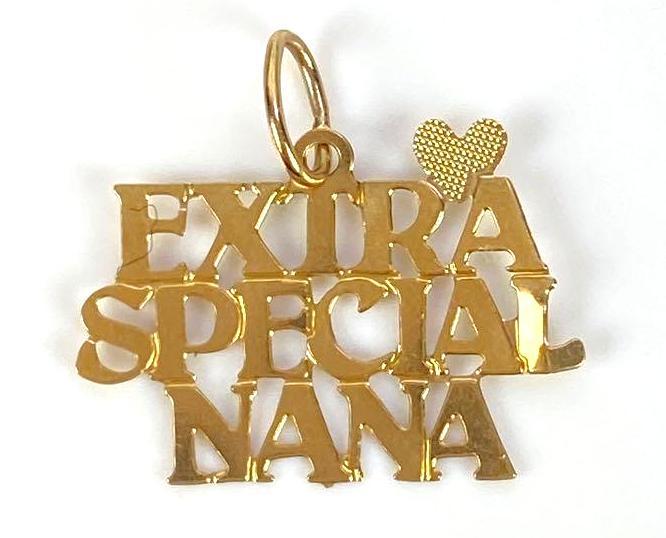 14K Gold Extra Special Nana Pendant: 0.2g, 3/4 X 3/4 inch