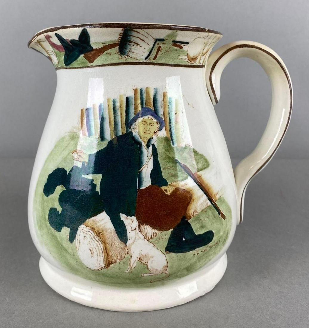 Antique 1908 Buffalo Pottery Pictorial Ceramic Pitcher (1 of 6)