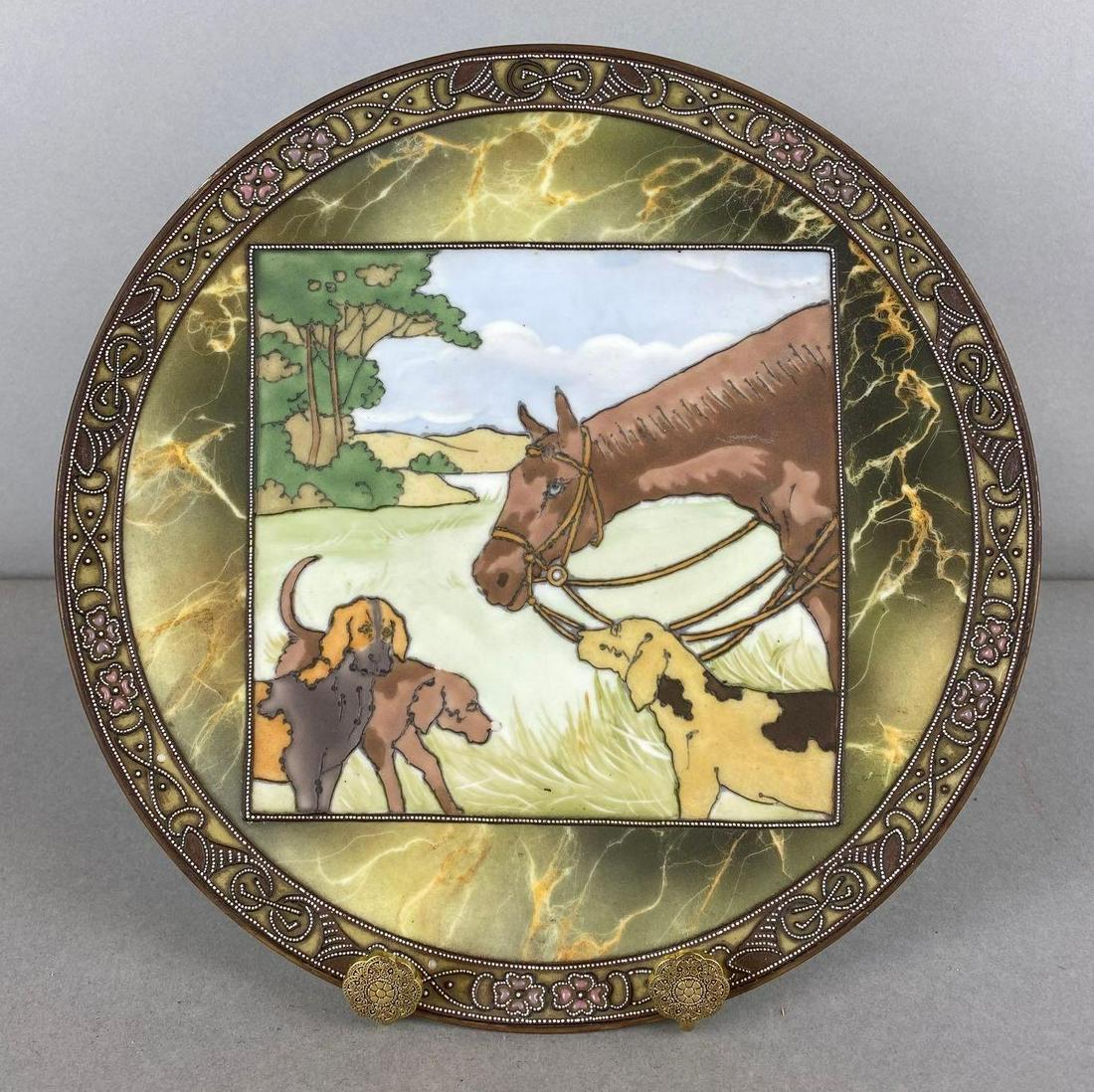 Nippon Hand Painted Horse with Dogs Plate (1 of 4)