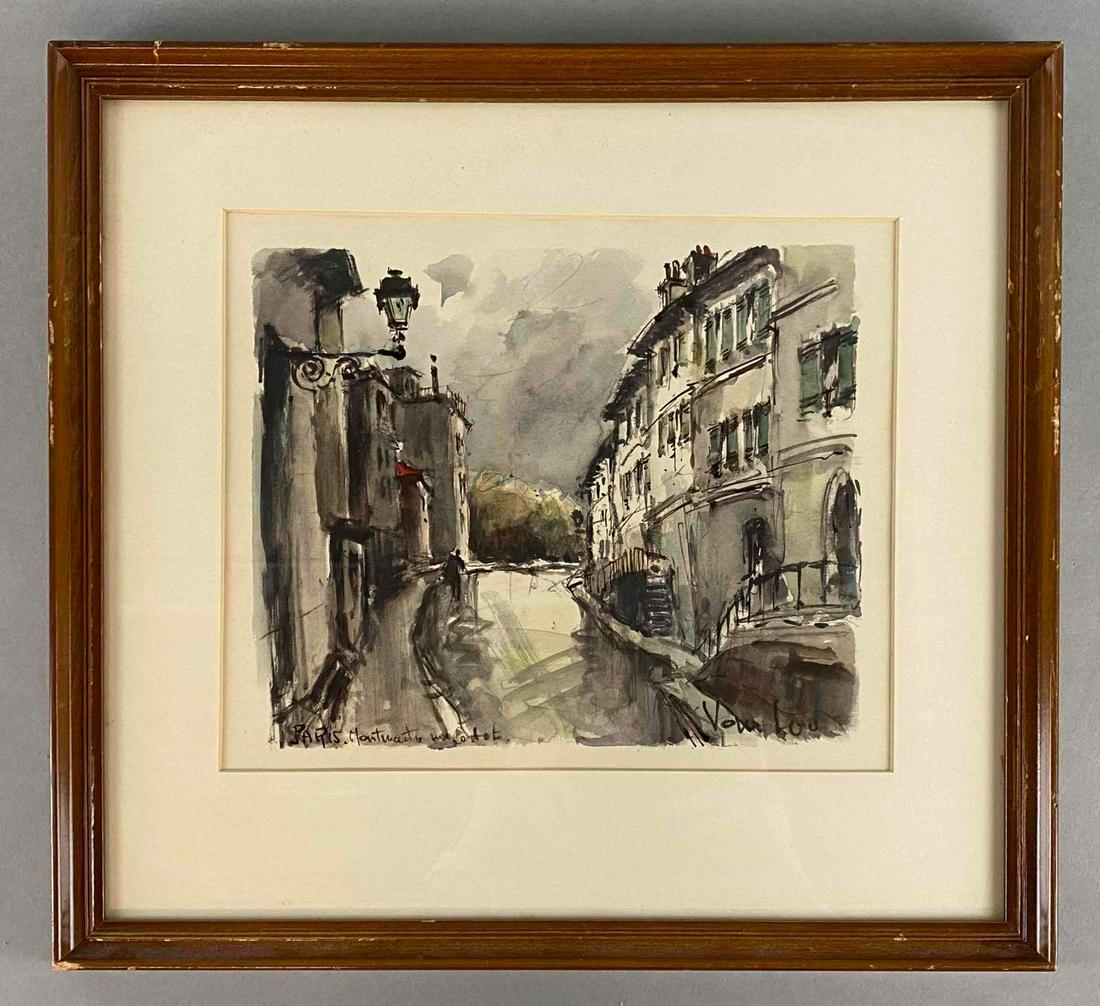 Von Lou Paris Montmartre Mixed Media Watercolor Painting (1 of 4)