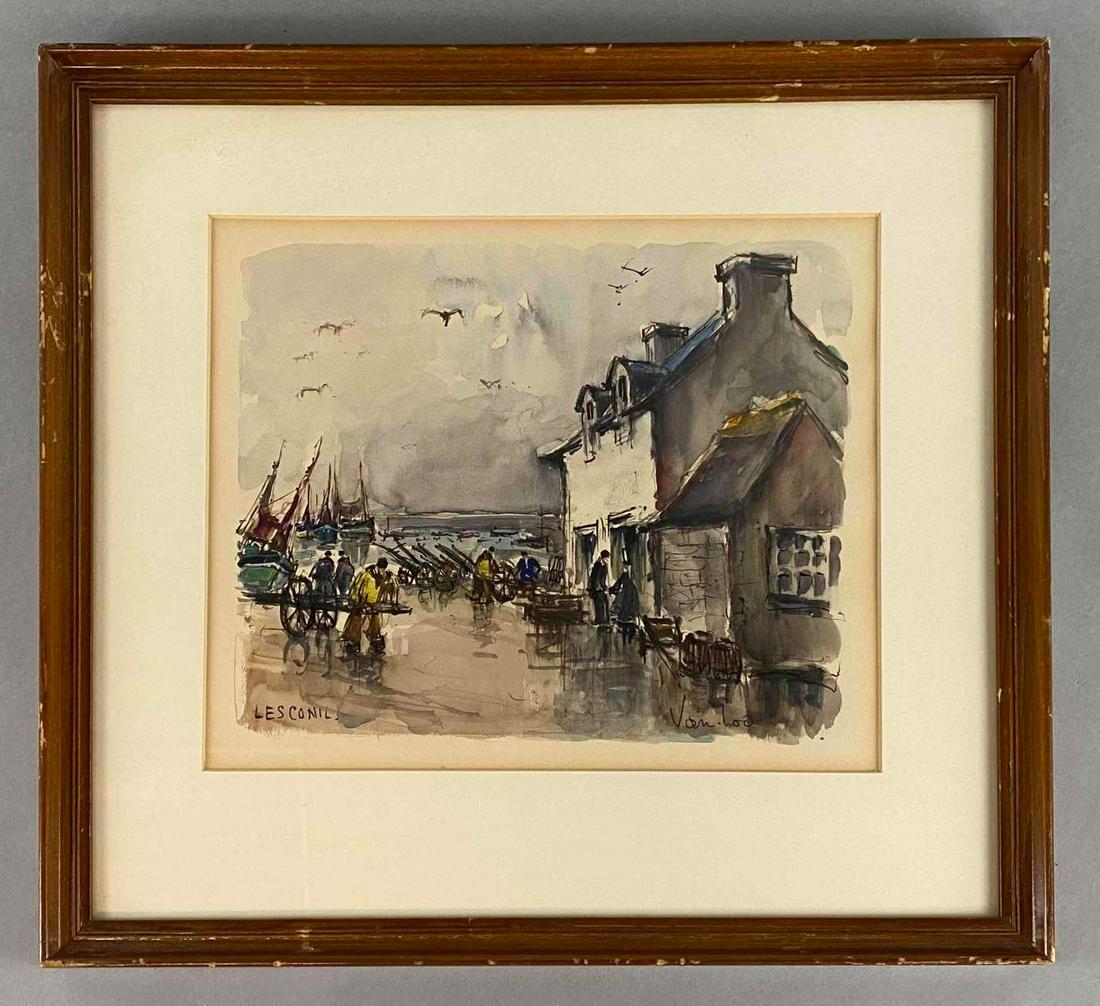 Von Lou Lesxonil Mixed Media Watercolor Painting (1 of 4)