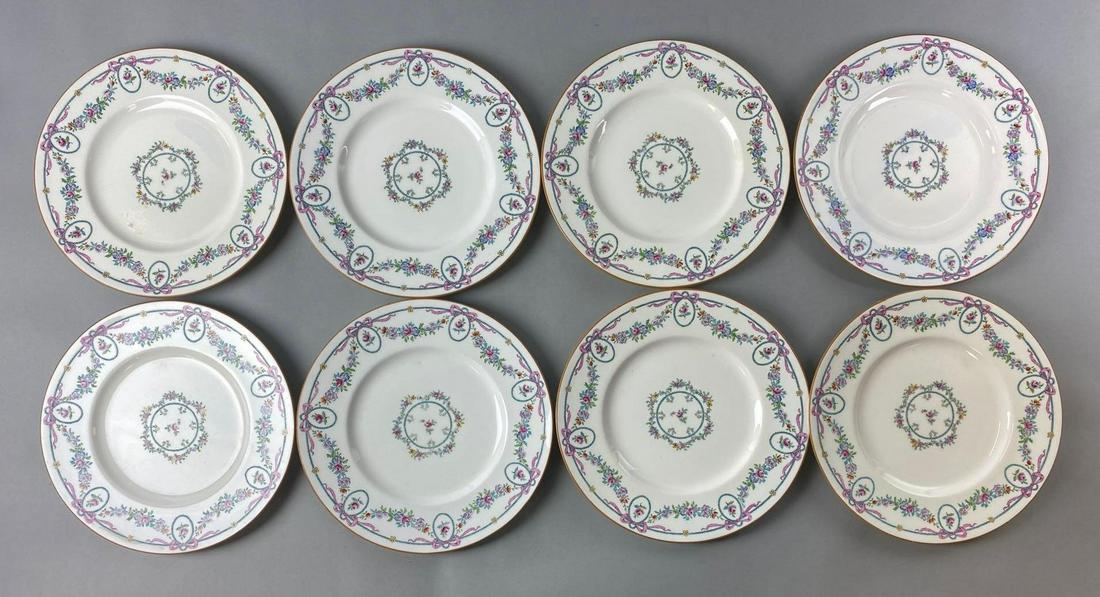 Group of 8 Burley and Co. Porcelain Plates: Chicago, Illinois. 10 inches in diameter. One marked Mintons Ivanhoe England