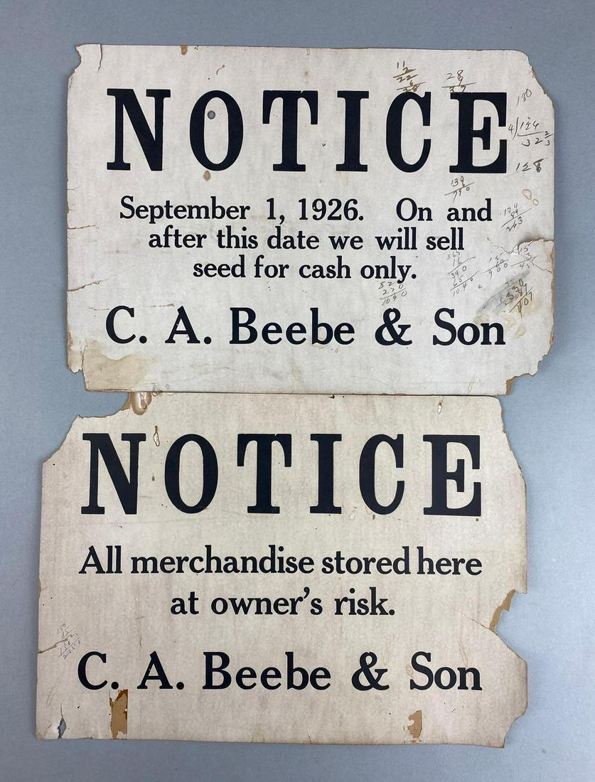 Group of 2 CA Beebee and Son Notice Signs (1 of 2)