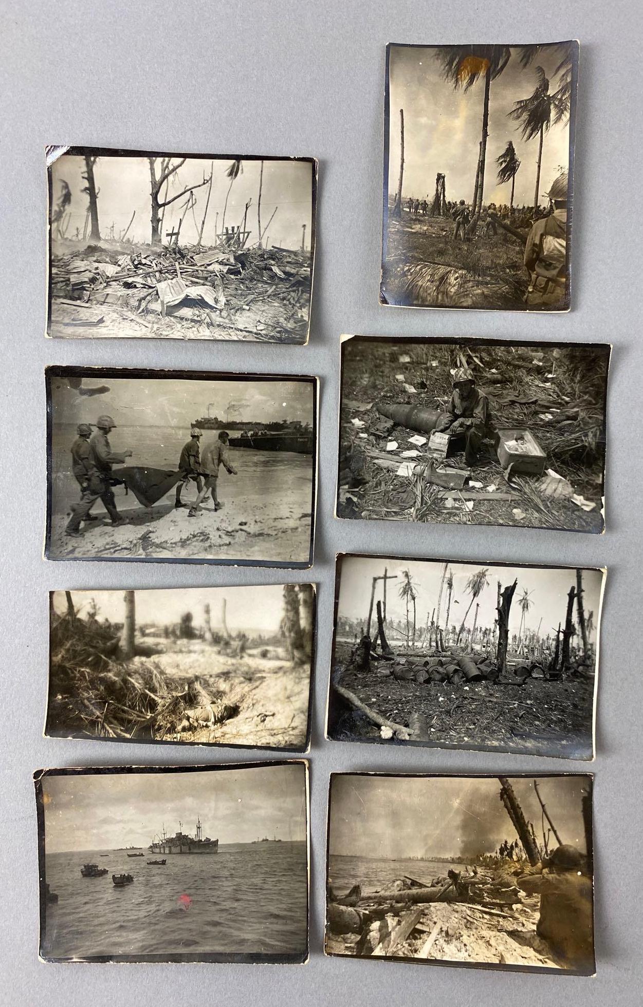 Group of 8 WW2 Pacific Theater Photographs: Largest measures 2 1/2 x 3 1/2 inches