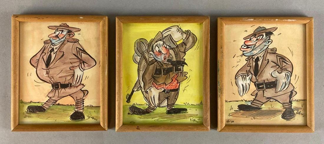 Group of 3 1930s Robins Military Cartoons (1 of 4)