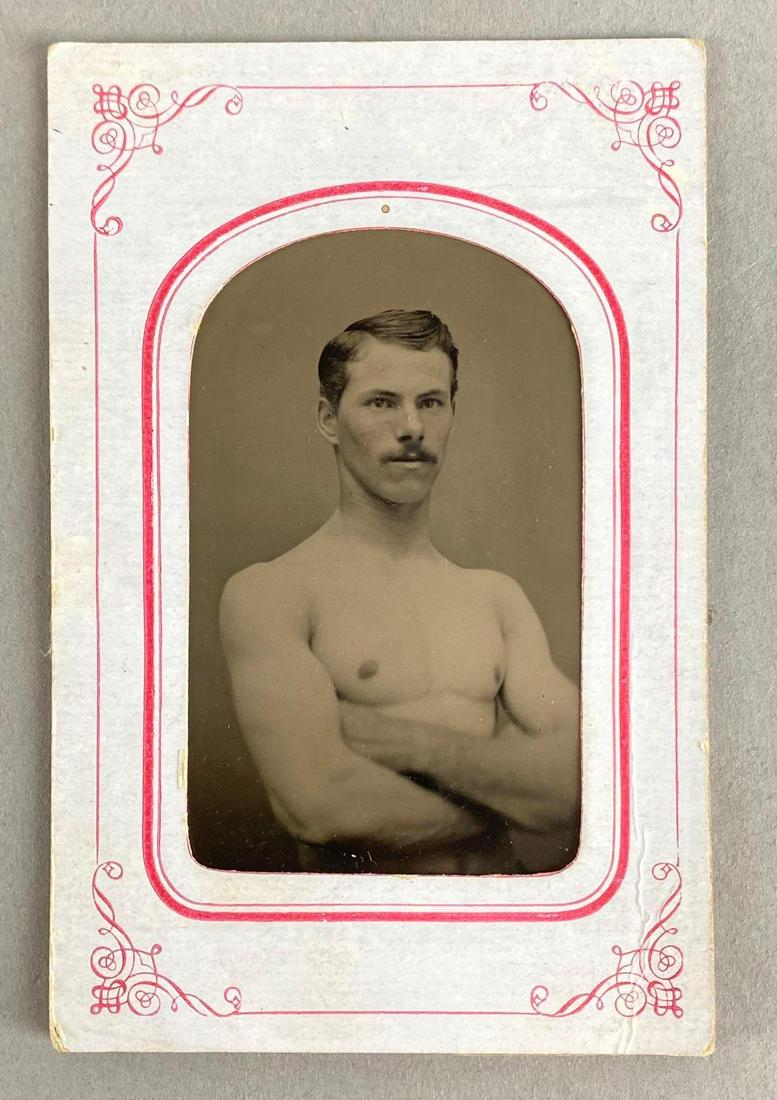 RARE Boxer Shirtless Gentleman Tintype Photograph (1 of 4)