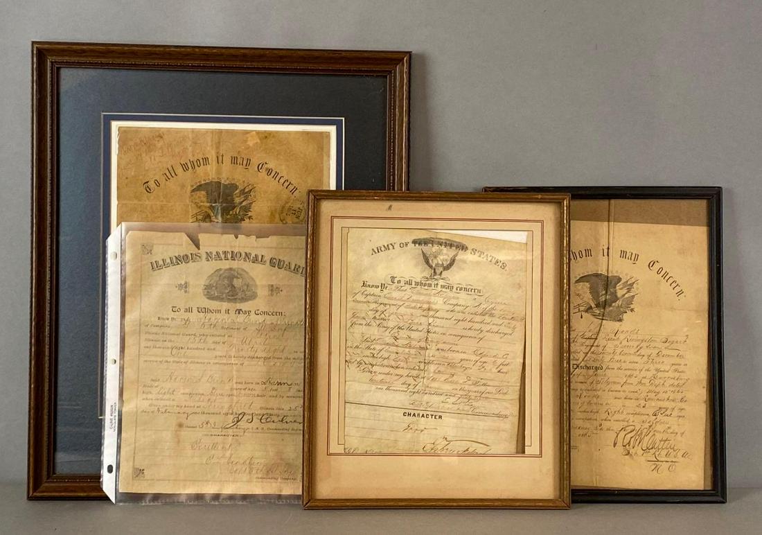 Group of 4 US Army/National Guard Honorable Discharge Certificates (1 of 3)