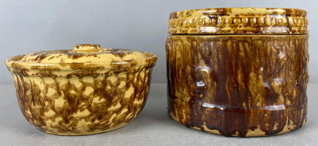 2 Bennington Rockingham Glaze Lidded Stoneware Dishes (1 of 5)