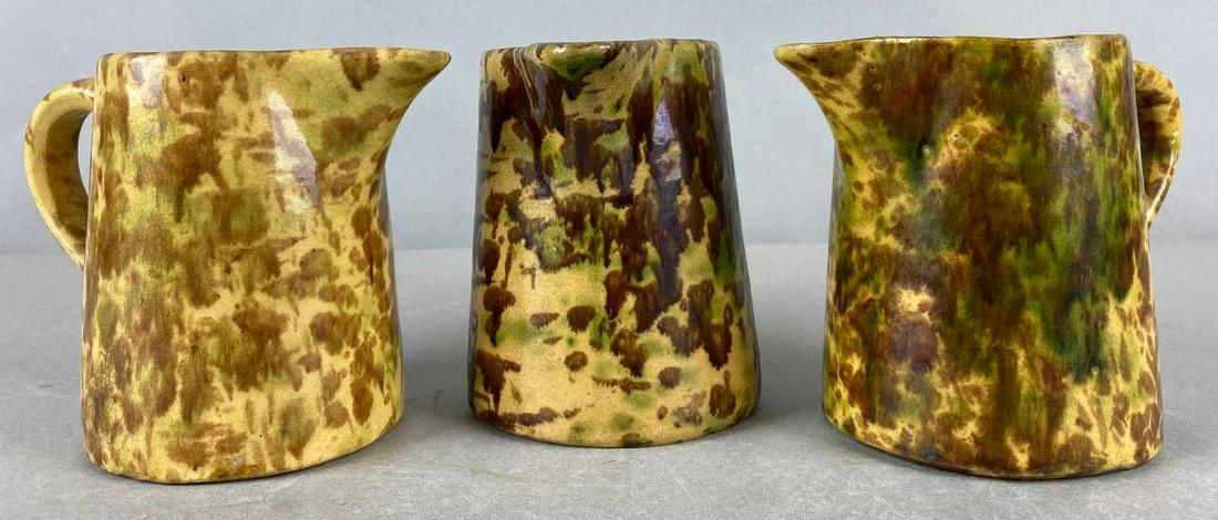 Group of 3 Spongeware Stoneware Heavy Creamers (1 of 4)