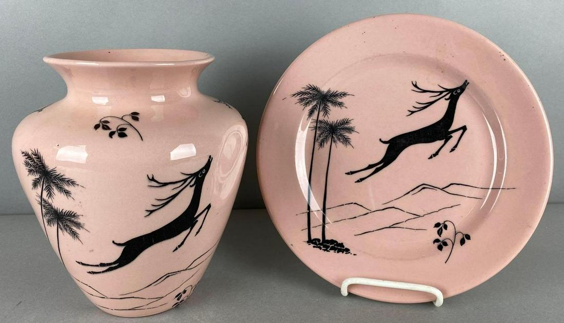Group of 2 Buffalo China Art Deco Pink Deer/Stag Porcelain Items (1 of 6)