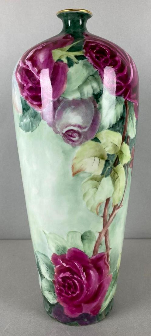 Antique Hand Painted Porcelain Vase with Floral Rose Motif (1 of 4)
